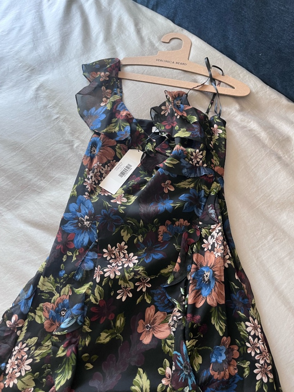 Veronica Beard Madeline Silk Maxi Dress NWT Black Multi Floral Size 8 - Picture 8 of 8